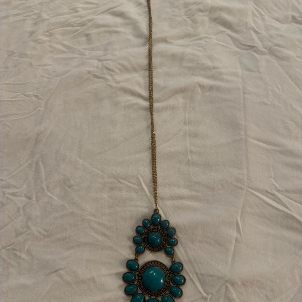 Turquoise Statement Drop Pendant Necklace - Women's Jewelry